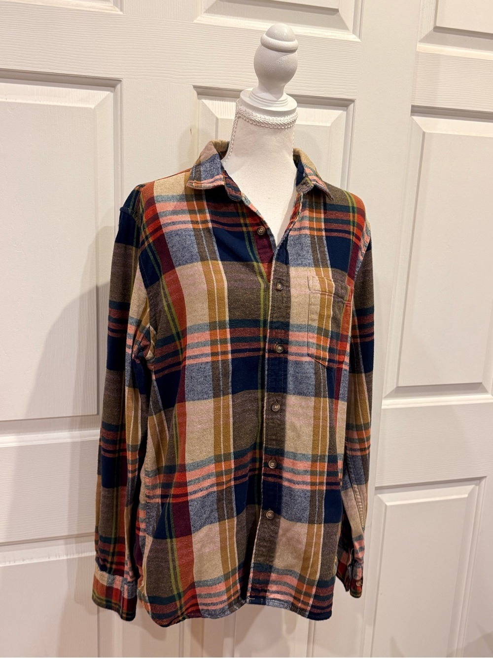 Denim & Flower Ricky Singh Plaid Flannel Shirt Large 100% Cotton Fall - Picture 3 of 10